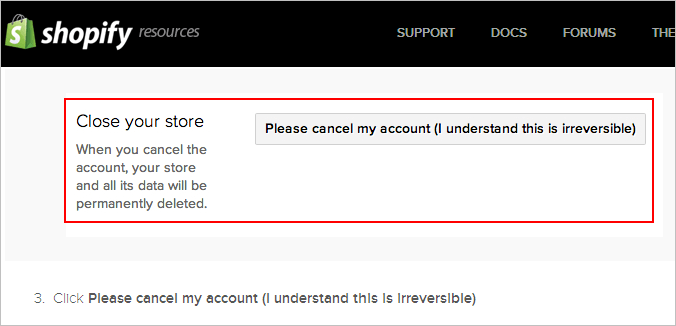 shopify account cancellation - Lock-in