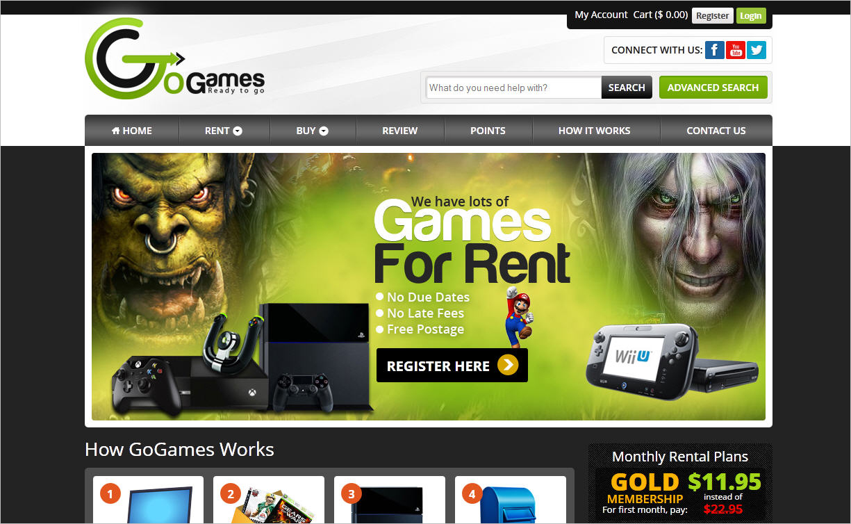 Online Game Renting and Buying Website - Design and Features Details