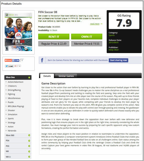 Online Game Renting and Buying Website - Design and Features Details