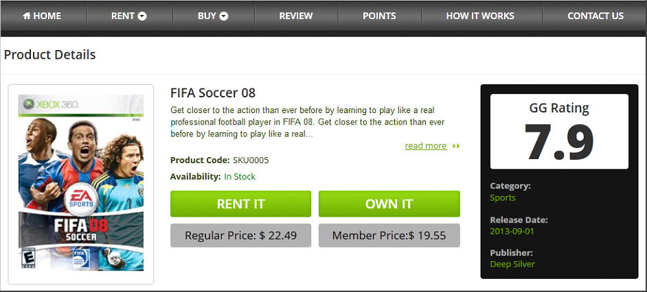 Online Game Renting and Buying Website - Design and Features Details