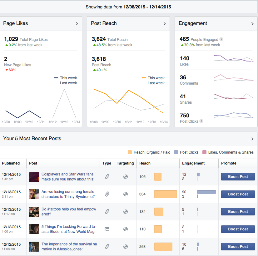 Facebook Insights Dashboard