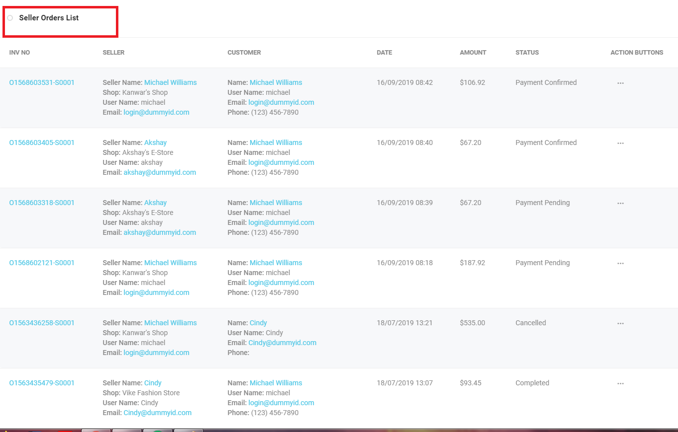 17. Seller Orders List