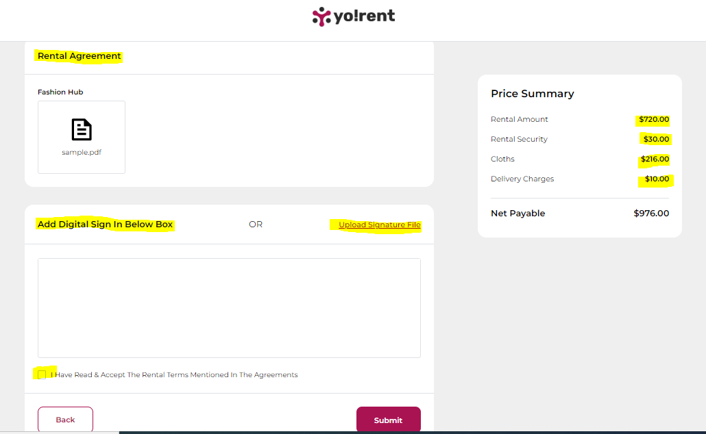 Smooth Renting Process for Online Rental Business